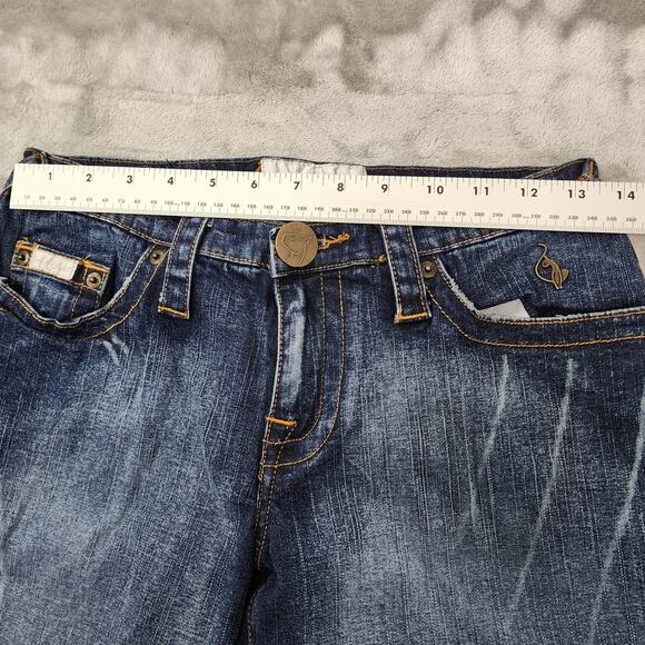 Vintage Y2K Baby Phat Jeans Womens 9 Juniors Blue Faded Low Rise Flare Stretch - Picture 14 of 16